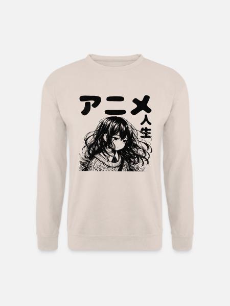 Vintage Anime Emo Girl - Unisex Pullover - Sand