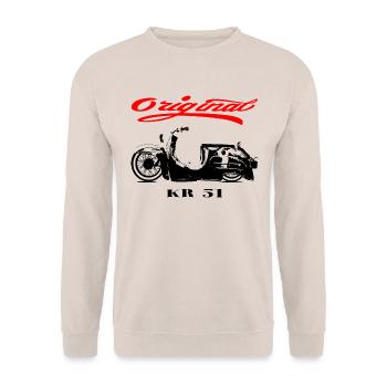 Simson Schwalbe DDR Moped - Unisex Pullover - Sand - Vorne - Alina (178cm) & Michal (187cm)
