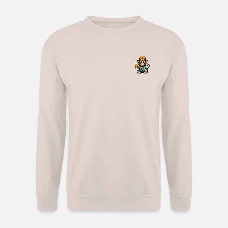 Affe mit Fischerhut und Bier - Unisex Pullover - Sand