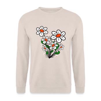 daisies, daisies, flower tendril, flower, flowery - Unisex Sweatshirt - sand - Front - Alina (178cm) & Michal (187cm)