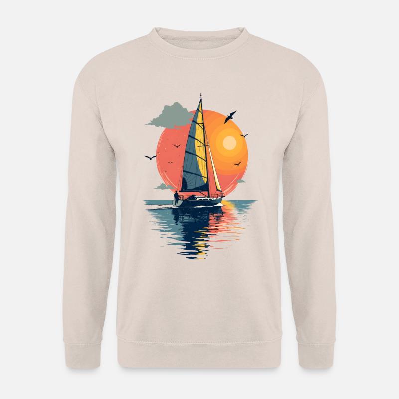 Segelboot vor Sonnenuntergang - Unisex Pullover - Sand