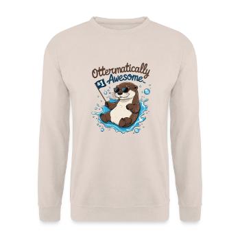 Ottermäßig cool – Lustiger Otter - Unisex Pullover - Sand - Vorne - Alina (178cm) & Michal (187cm)