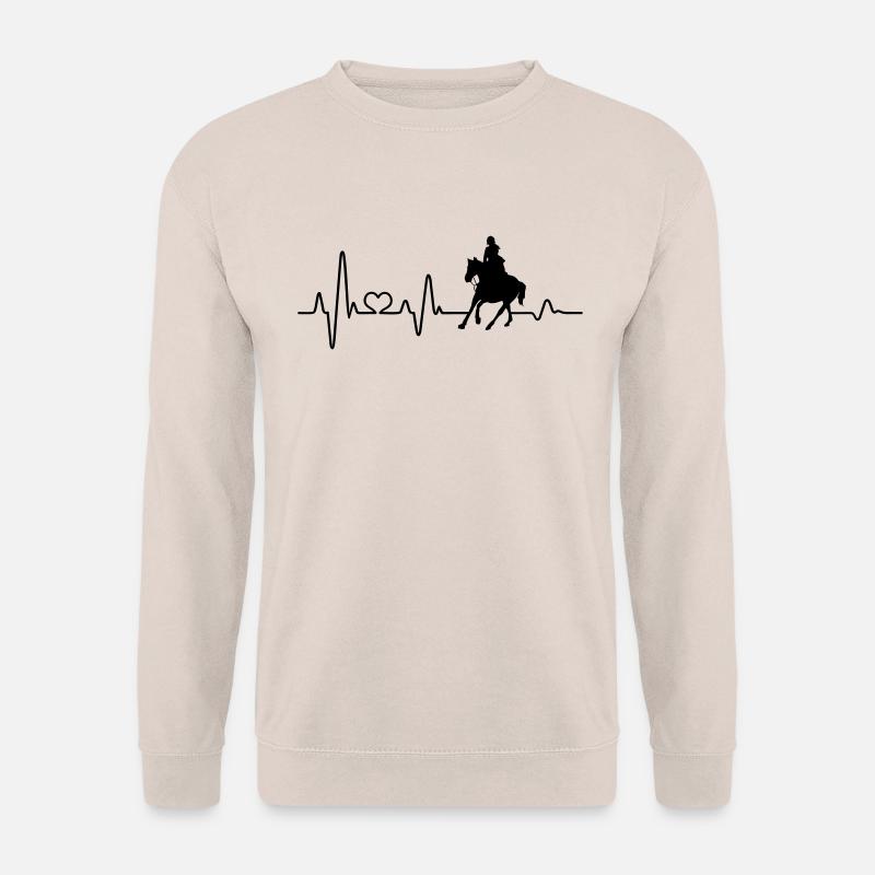 Pferd Reiterin Reiten Mädchen Herzschlag Reiter - Unisex Pullover - Sand