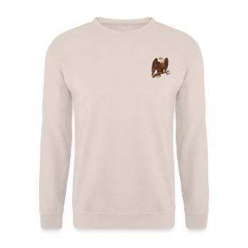 Gestickter Falke - Unisex Pullover - Sand - Vorne - Alina (178cm) & Michal (187cm)