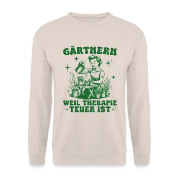 Gärtnern Weil Therapie Teuer ist - Unisex Pullover - Sand - Vorne - Alina (178cm) & Michal (187cm)