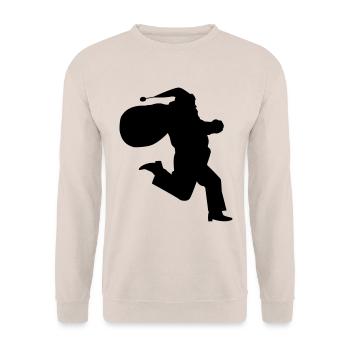 Santa Claus is running - Unisex Pullover - Sand - Vorne - Alina (178cm) & Michal (187cm)