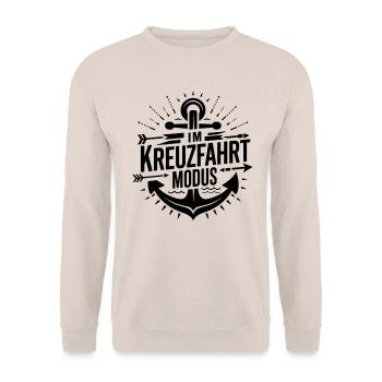 Kreuzfahrt Modus | Anker & Abenteuer - Unisex Pullover - Sand - Vorne - Alina (178cm) & Michal (187cm)