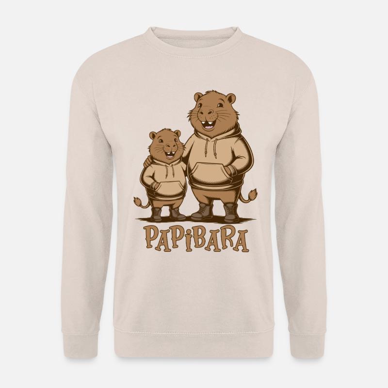 Papibara Papi Capybara Vater Lustig Papa Vatertag - Unisex Pullover - Sand