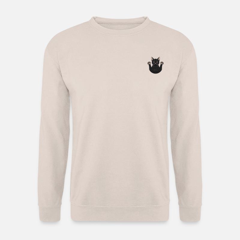 Mit Faden bestickte Katze - Unisex Pullover - Sand