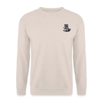 Waschbär bestickter Faden - Unisex Pullover - Sand - Vorne - Alina (178cm) & Michal (187cm)