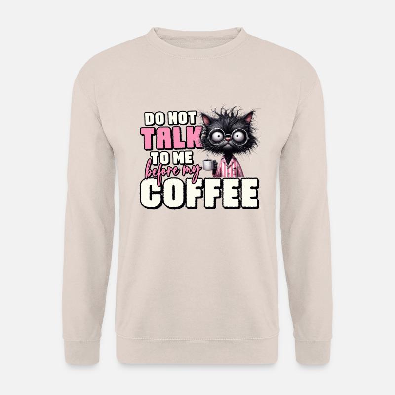 Morgenmuffel Katze mit Kaffee - Unisex Pullover - Sand