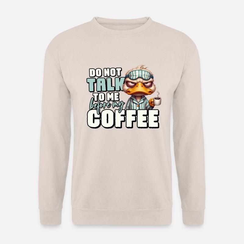 Grumpy duck with coffee - Unisex Sweatshirt - sand