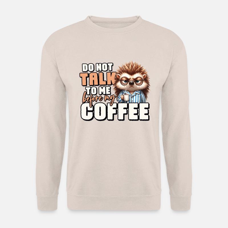 Grumpy hedgehog with coffee - Unisex Sweatshirt - sand