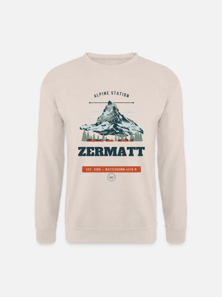 Zermatt Matterhorn Vintage-Reiseabzeichen - Unisex Pullover - Sand