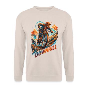 Cooles Downhill Mountainbike MTB Gebirge Design - Unisex Pullover - Sand - Vorne - Alina (178cm) & Michal (187cm)