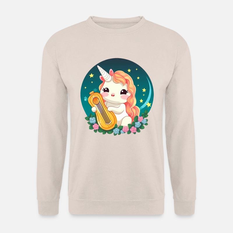 Einhorn mit Zupfinstrument - Unisex Pullover - Sand