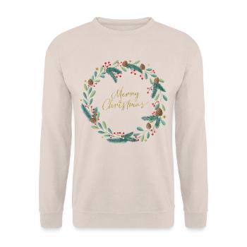 Couronne de Noël, Couronne de Noël, Joyeux Noël - Sweat-shirt Unisexe - sable - Devant - Alina (178cm) & Michal (187cm)