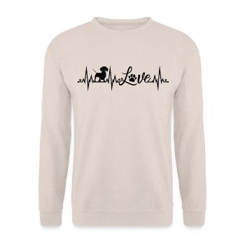 Dackel Herzschlag - Unisex Pullover - Sand - Vorne - Alina (178cm) & Michal (187cm)