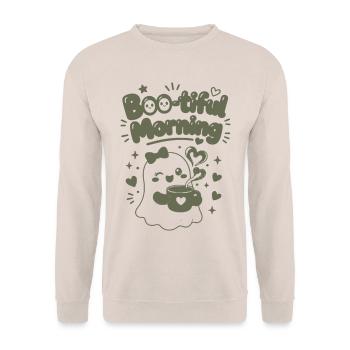Boo-tiful Morning Geisterkaffee - Unisex Pullover - Sand - Vorne - Alina (178cm) & Michal (187cm)