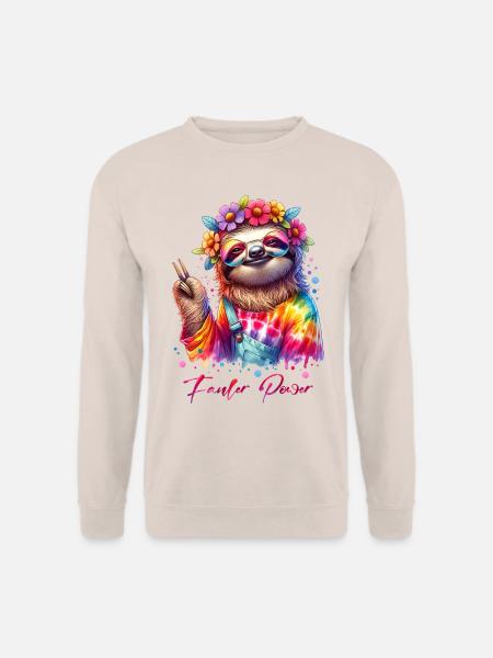 Fauler Power - Flower Power - Hippie Faultier - Unisex Pullover - Sand