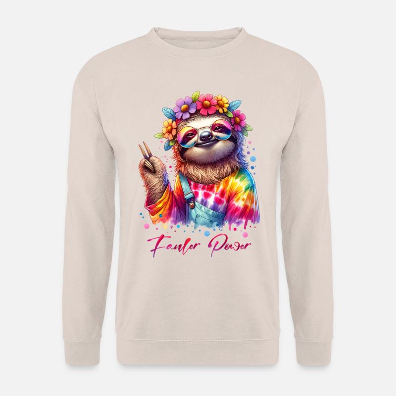Fauler Power - Flower Power - Hippie Faultier - Unisex Pullover - Sand