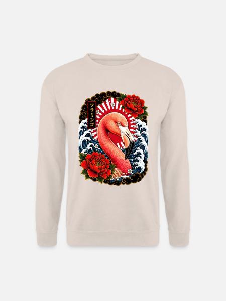 Flamingo im japanischen Irezumi Stil - Unisex Pullover - Sand