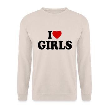 I love girls - Sweat-shirt Unisexe - sable - Devant - Alina (178cm) & Michal (187cm)