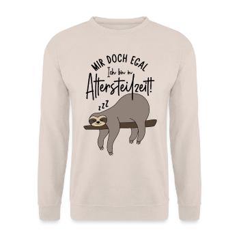 Faultier Mir doch egal Ich bin in Altersteilzeit - Unisex Pullover - Sand - Vorne - Alina (178cm) & Michal (187cm)