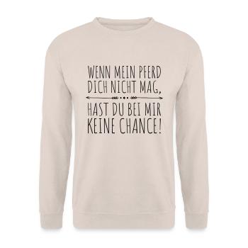 wenn mein Pferd dich nicht mag... - Unisex Pullover - Sand - Vorne - Alina (178cm) & Michal (187cm)