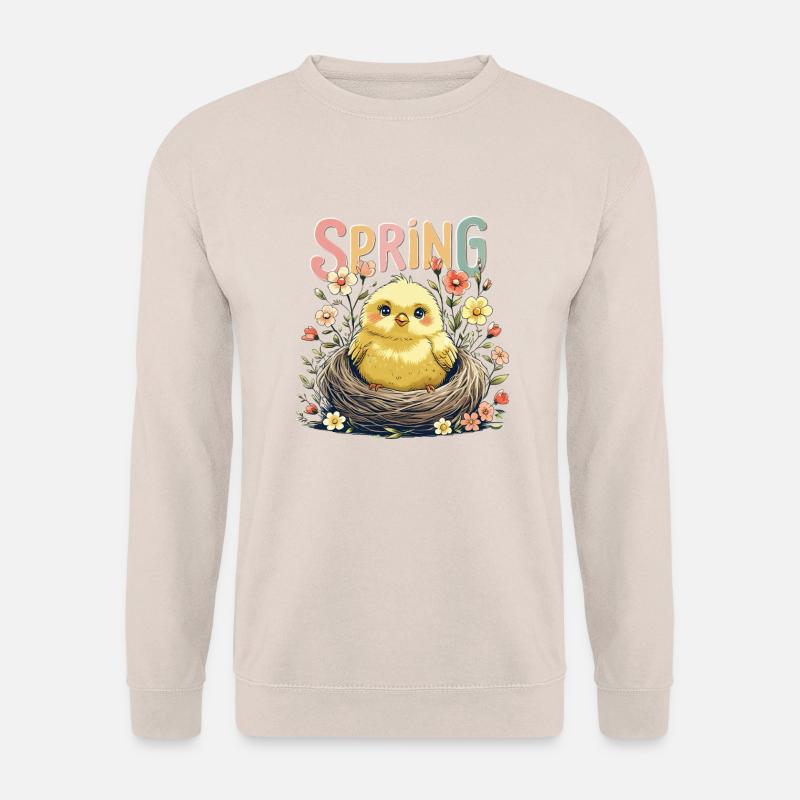 Süßes Frühlings Küken im Nest - Unisex Pullover - Sand