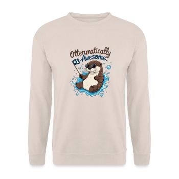 Cute Otter for Kids – Funny Birthday Design - Unisex Sweatshirt - sand - Front - Alina (178cm) & Michal (187cm)