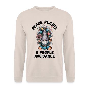 Frieden, Pflanzen und Menschenmeidung - Unisex Pullover - Sand - Vorne - Alina (178cm) & Michal (187cm)