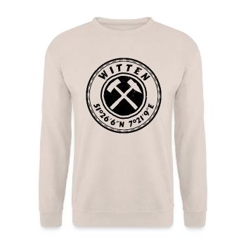 Witten dunkel Tasche Shirt Hoodie GPS Koordinaten - Unisex Pullover - Sand - Vorne - Alina (178cm) & Michal (187cm)