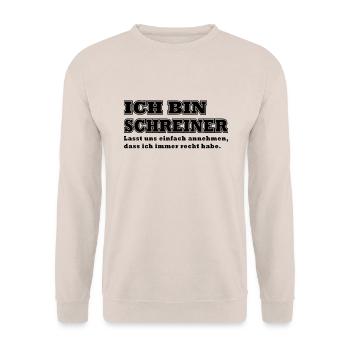 Schreiner Schreinerei Zimmerer Tischler - Unisex Pullover - Sand - Vorne - Alina (178cm) & Michal (187cm)