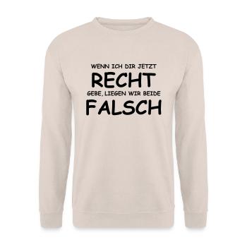 Wenn ich dir jetzt recht gebe... - Unisex Pullover - Sand - Vorne - Alina (178cm) & Michal (187cm)