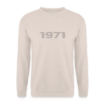 Geboren 1971 Retro Stripe Modernes Geburtstagsdesign - Unisex Pullover - Sand - Vorne - Alina (178cm) & Michal (187cm)