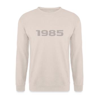 Born 1985 Retro Stripe 40th Birthday Design - Unisex Sweatshirt - sand - Front - Alina (178cm) & Michal (187cm)