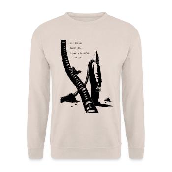 Midnight Coffeenaut und Schmetterling - Unisex Pullover - Sand - Vorne - Alina (178cm) & Michal (187cm)