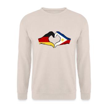 Germany Philippines Flag Hands Heart Shape - Unisex Sweatshirt - sand - Front - Alina (178cm) & Michal (187cm)