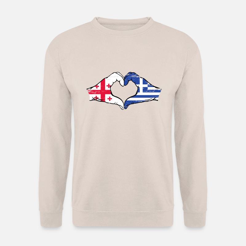 Georgien Griechenland Flagge Hände Herzform used - Unisex Pullover - Sand