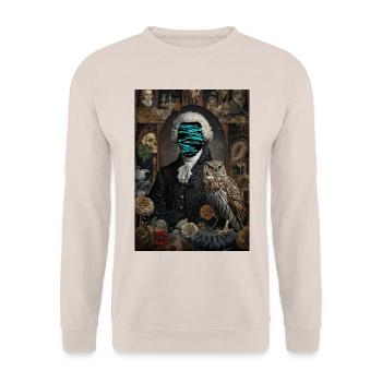 Das Kabinett des Unbekannten — Dark Academia surrealistisch - Unisex Pullover - Sand - Vorne - Alina (178cm) & Michal (187cm)