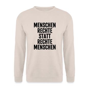 Cool saying: Human rights instead of right people - Unisex Sweatshirt - sand - Front - Alina (178cm) & Michal (187cm)