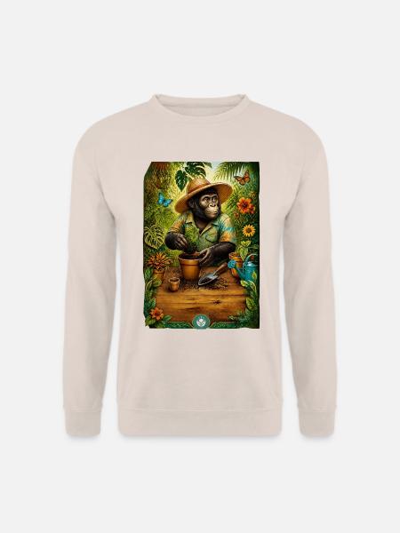 Gärtner-Gorilla liebt Pflanzen - Unisex Pullover - Sand