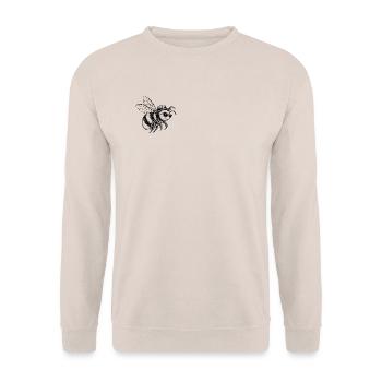 Vintage Hummel mit Sonnenbrille – Line Art - Unisex Pullover - Sand - Vorne - Alina (178cm) & Michal (187cm)