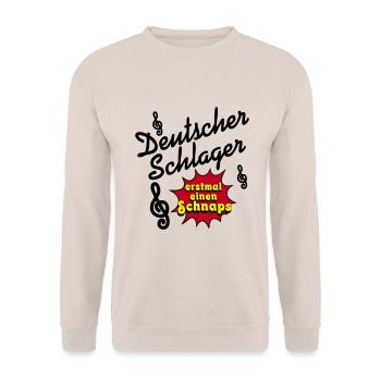 Schlager party, Schlager music, first schnapps - Unisex Sweatshirt - sand - Front - Alina (178cm) & Michal (187cm)