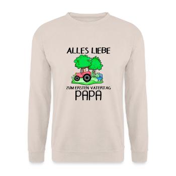 Vatertag - erster Vatertag Shirt - Unisex Pullover - Sand - Vorne - Alina (178cm) & Michal (187cm)