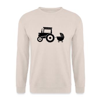 Tracteur avec baby-voiture - Sweat-shirt Unisexe - sable - Devant - Alina (178cm) & Michal (187cm)