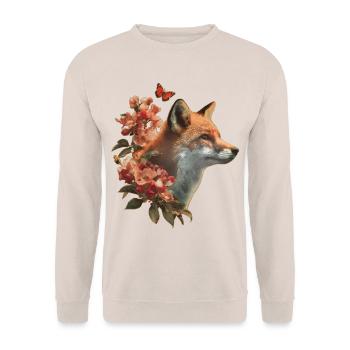 Renard avec papillon - Sweat-shirt Unisexe - sable - Devant - Alina (178cm) & Michal (187cm)