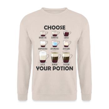 Wählen Sie Ihren Potion Coffee Lover - Unisex Pullover - Sand - Vorne - Alina (178cm) & Michal (187cm)