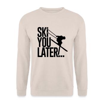 Ski you later - Skiing - Ski fahren - Schnee-Berge - Unisex Pullover - Sand - Vorne - Alina (178cm) & Michal (187cm)